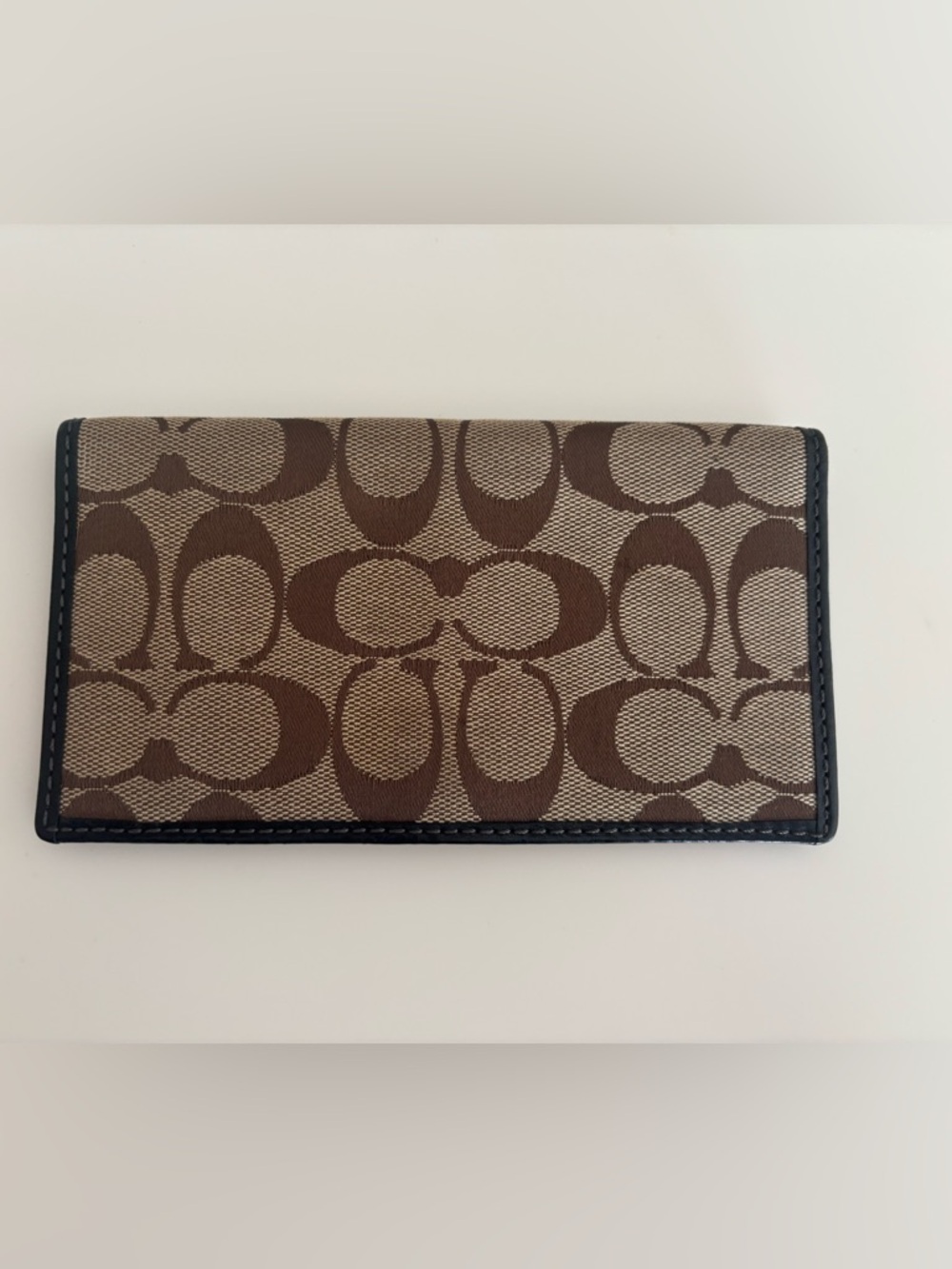 Coach CC brown fabric and leather checkbook holder
